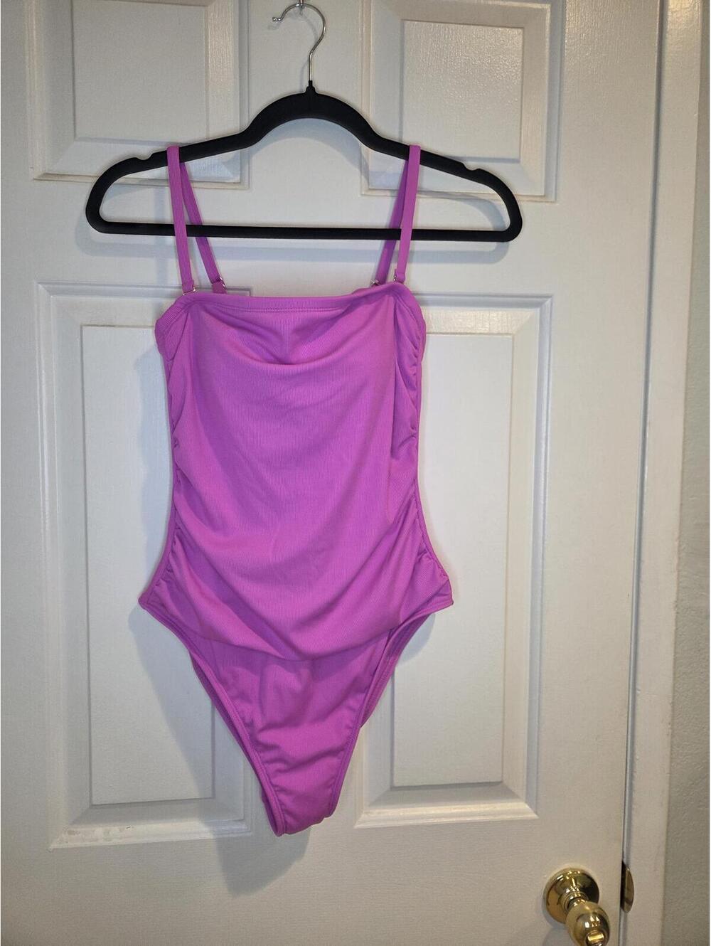 Shade and shore - Women's Pink High Leg Cheeky One-Piece Swimsuit Size M 8-10